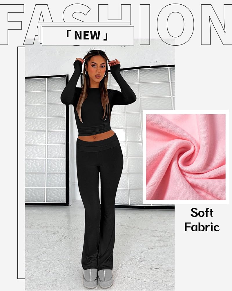 Women's Cotton Lounge Flared Legging Set Two Piece Outfits